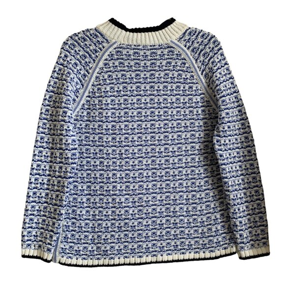 TALBOTS Womens' Blue & White Textured Stripe Mockneck Sweater Size L - Picture 4 of 9
